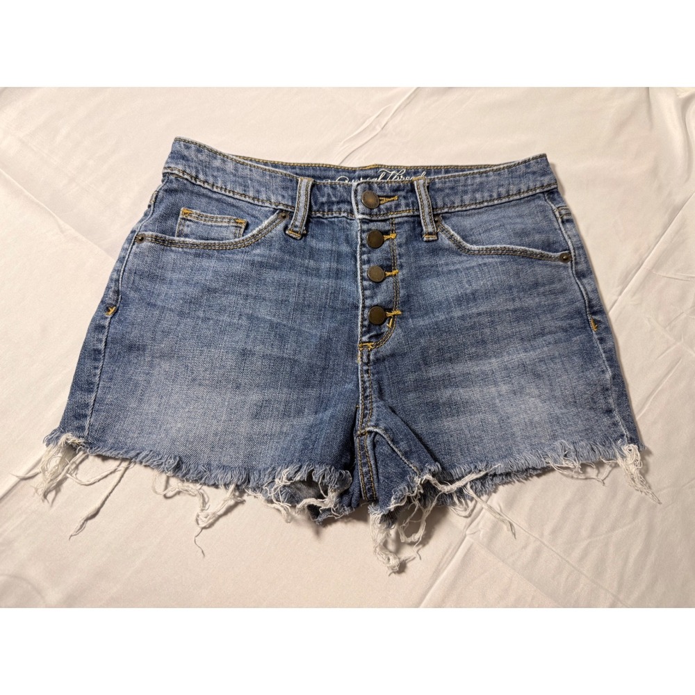 Universal Thread Womens Blue Button Fly Frayed Hem Denim Jean Shorts Size 4/27R